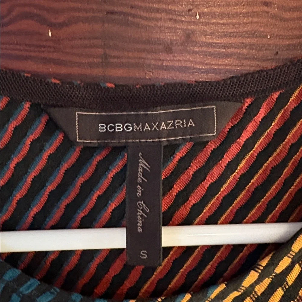 BCBGMAXAZRIA Tracie Striped Asymmetric Hem Dress size Small